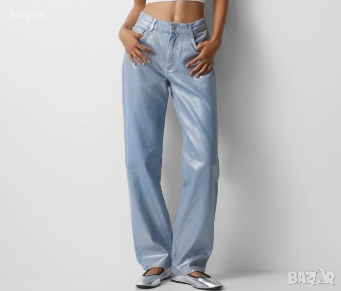 Нови сребристи дънки  Pull&Bear 34 размер, снимка 1