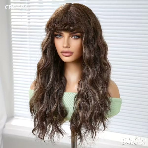 Дълга перука, Кафява перука, Перука дълга коса, снимка 1