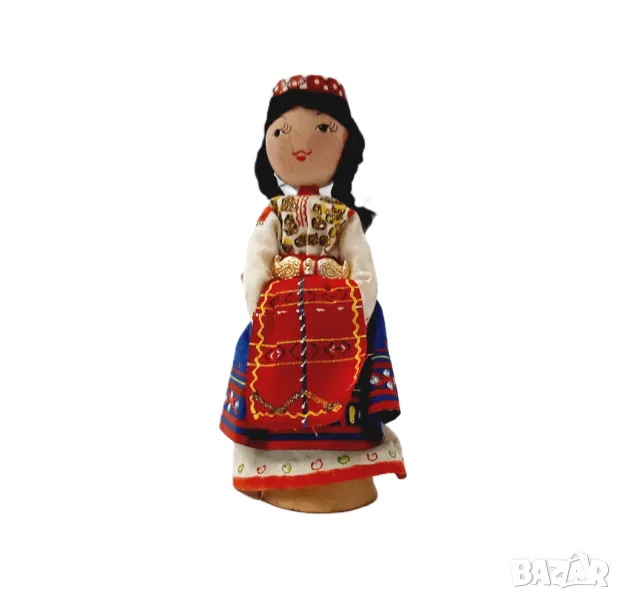 Стара дървена, етно, битова кукла, декорация, момиче(11.3), снимка 1