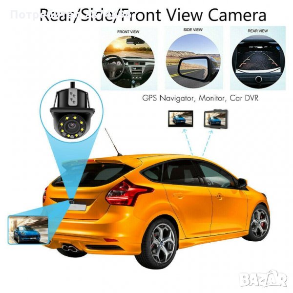 2838 HD камера за задно виждане с хоризонтален монтаж - водоустойчива, снимка 1