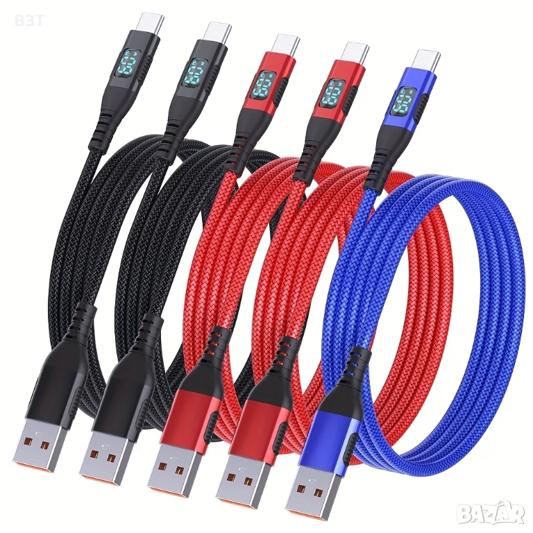 КАБЕЛ С ДИГИТАЛЕН ДИСПЛЕЙ ЗА ЗАРЕЖДАНЕ И ТРАНСФЕР НА ДАННИ USB-А 3.1 КЪМ USB-C, снимка 1