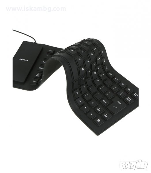 КЛАВИАТУРА, СИЛИКОНОВА, УСТОЙЧИВА НА ЗАЛИВАНЕ, ПРАХ И УДАРИ, USB ЧЕРНА - код 0081, снимка 1