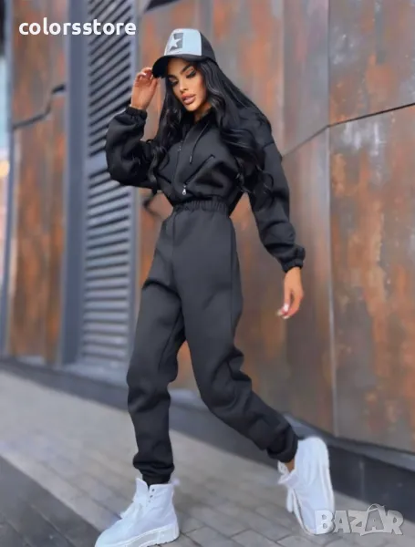 Дамски гащеризон с цип Back to black, снимка 1