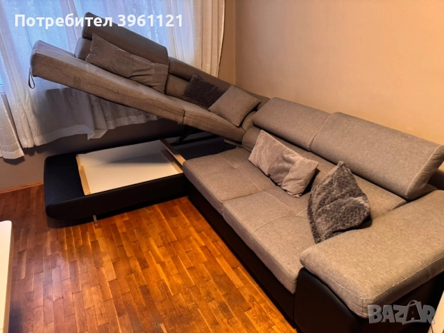 ъглов разтегателен диван с ракла, снимка 3 - Дивани и мека мебел - 52616487