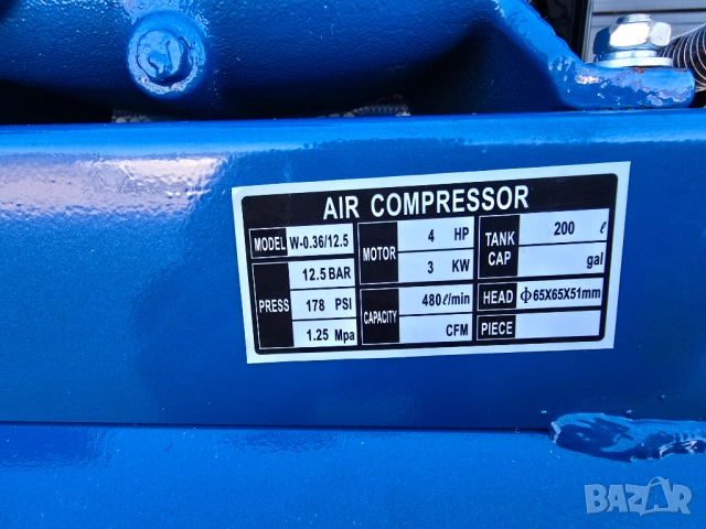 Компресор за въздух - 200 литра 3.0 kW, 4 hp 12 bar.480л/м, снимка 3 - Компресори - 31993728