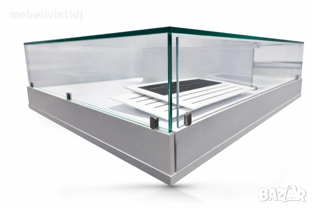 Стъклена витрина с шкаф – бяла, снимка 9 - Витрини - 53576027