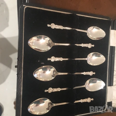Шест сребърни лъжички за чай, кафе, снимка 5 - Антикварни и старинни предмети - 50834605