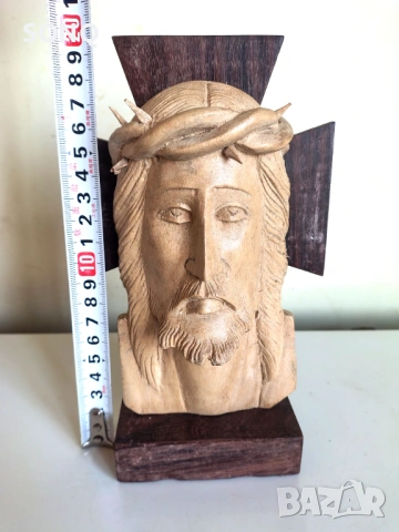 Ръчно Резбована Дървена Статуя На Исус Христос, снимка 7 - Икони - 53731840