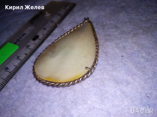 СТАРИНЕН АР НУВО СЕДЕФЕН ПЕНДАНТ НАТУРАЛЕН КРАЛСКИ СЕДЕФ във ФИН СРЕБЪРЕН ОБКОВ - БИЖУ УНИКАТ! 16851, снимка 12 - Антикварни и старинни предмети - 39666412