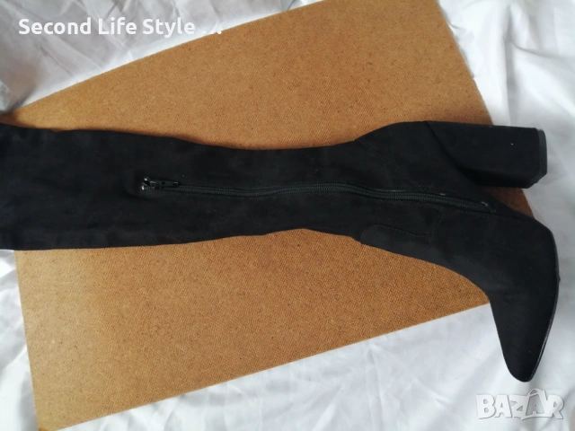 №36 Елегантни дамски ботуши над коляното; с ток; имитация на велур, снимка 14 - Дамски ботуши - 53110293