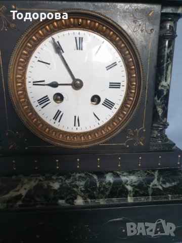 Красив старинен мраморен каминен масивен френски часовник, снимка 2 - Антикварни и старинни предмети - 39223460