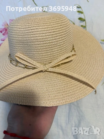 Лятна дамска шапка в бежов цвят с периферия, снимка 6 - Шапки - 50781245