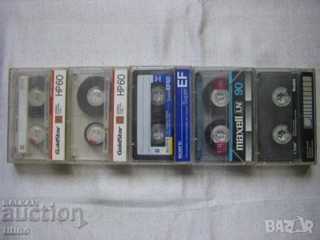 Пет броя аудиокасети MAXELL,SONY, SCOTCH и GOLD STAR