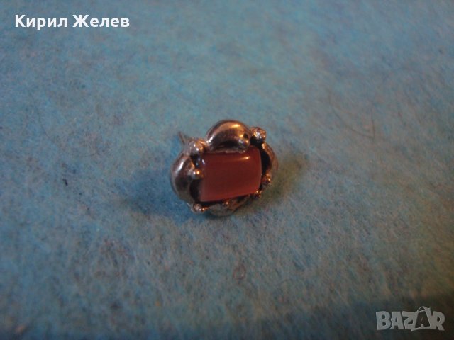 ВИНТИДЖ АРТ ДЕКО СРЕБЪРНА СКЪПОЦЕННА ОБЕЦА СРЕБРО 925 с РОЗОВ ШЛИФОВАН АВАНТЮРИН 25722 , снимка 7 - Обеци - 35759968