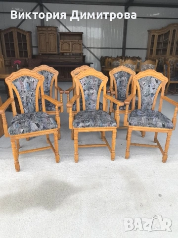 Комплект от 6 трапезни стола с подлакътници , снимка 12 - Столове - 53088231