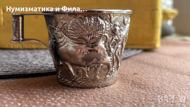 Сребърна чаша с антични сцени, снимка 3 - Други ценни предмети - 52048486