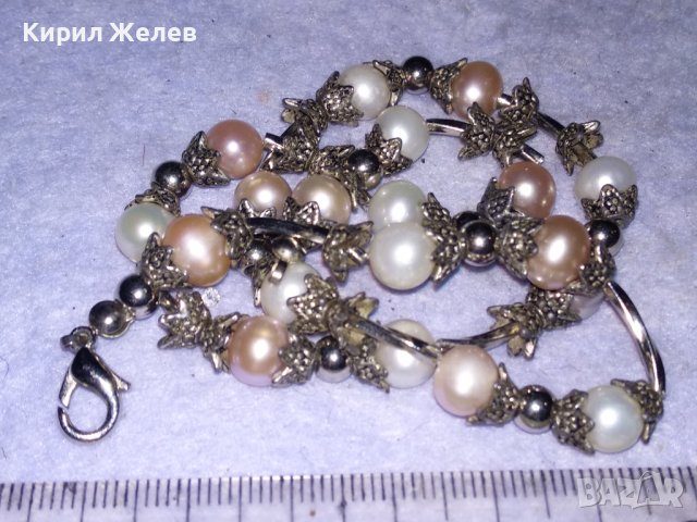 СРЕБРИСТО КРАСИВО НЕЖНО ПЕРЛЕНО ВИНТИДЖ АРТ КОЛИЕ БЕЛИ и РОЗОВИ НАТУРАЛНИ ПЕРЛИ 38886, снимка 12 - Колиета, медальони, синджири - 41865369