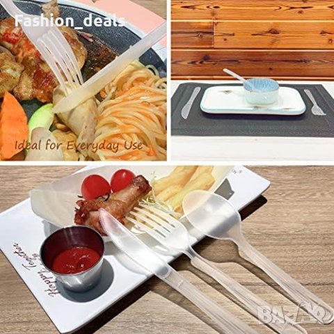 Нова опаковка от 100 прозрачни пластмасови ножа Къмпинг Парти Кетъринг, снимка 2 - Други стоки за дома - 41928549