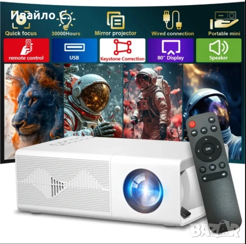 Мини проектор за домашно кино | Преносим модел с HDMI и USB | Подходящ за филми и игри, снимка 6 - Друга електроника - 52315087