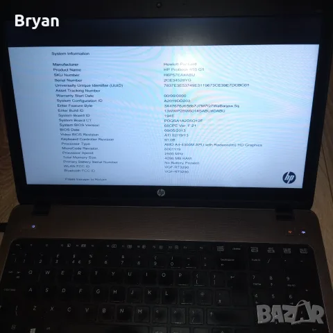 HP ProBook 455  G1  A4-4300,6570b i5, 250 g1 15,6 лаптопи, снимка 3 - Части за лаптопи - 55954183