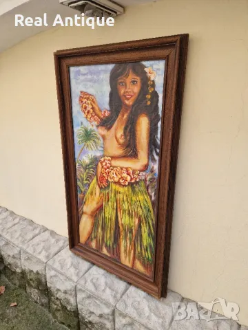 Уникална антикварна испанска картина масло върху платно , снимка 5 - Картини - 48252279