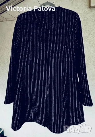 Модерно удължено сако без ревер KUSI COLLECTION с фини блестящи райета, снимка 13 - Сака - 53194455