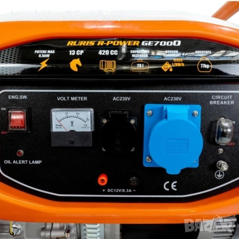 Генератор RURIS R-Power GE7000 – бензинов 6.5 kW, снимка 4 - Генератори - 52913303