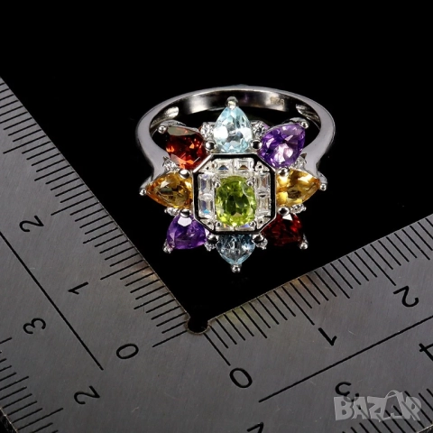 925 сребърени пръстени с родолит гранат, огнен опал, сапфир, танзанит смарагд , снимка 11 - Пръстени - 51755813