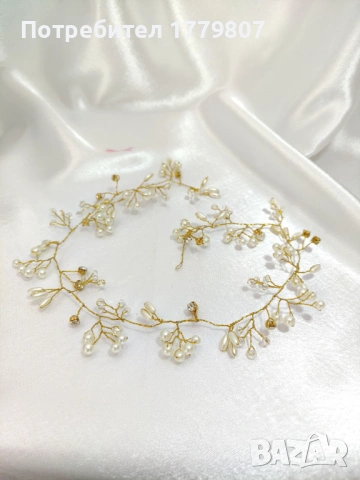 Булченски венец за коса, снимка 2 - Сватбени аксесоари - 41745928