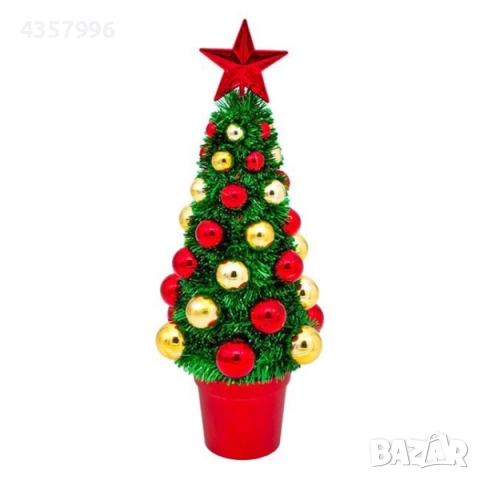 Коледна декоративна елха, Златни червени топки, 39см 