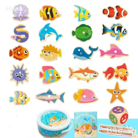 Дървена игра Риболов, снимка 2 - Образователни игри - 47608599