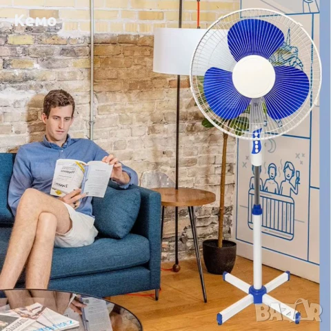Вентилатор на стойка безшумен и икономичен, снимка 3 - Вентилатори - 50670087
