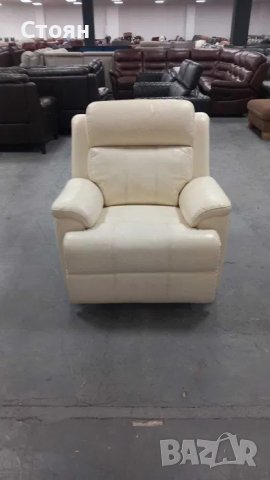 Кремав кожен фотьойл, снимка 1