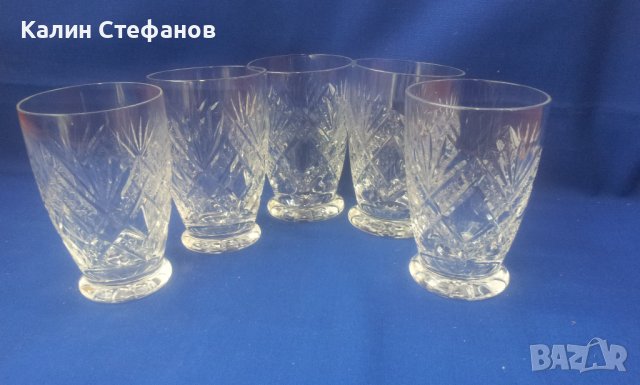 Кристални чаши за безлкохолно, гравюра, 5 бр , снимка 5 - Чаши - 40379842