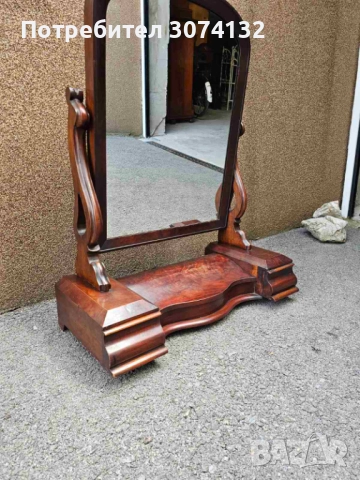 Голямо настолно огледало с чупещо се рамо и интарзия, снимка 4 - Огледала - 52712501