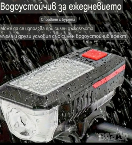 Фар ,клаксон за велосипед, скутер с вградени соларни панели за зареждане , снимка 3 - Аксесоари за велосипеди - 51291493