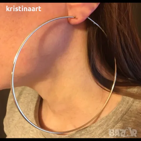 Сребърни обеци халки с размер 90,00мм