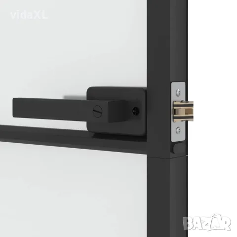 vidaXL Интериорна врата черна 83x201,5 см закалено стъкло и алуминий, снимка 7 - Входни врати - 56146178