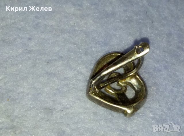 Две СЪРЦА в ЕДНО Стара СРЕБЪРНА АРТ ОБЕЦА с КРИСТАЛЧЕТА СРЕБРО 925 с АНГЛИЙСКО ЗАКОПЧАВАНЕ 40129, снимка 14 - Обеци - 42485854