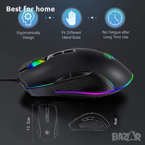 Ергономична RGB мишка за игри, Кабелна мишка IULONEE тип C,, снимка 6 - Клавиатури и мишки - 41610358