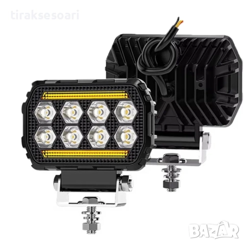 LED халоген с 8 диода и вграден жълт мигач – модел 131, 6000 lm, 9–80V, IP67, снимка 2 - Аксесоари и консумативи - 52057753