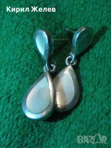 ВИНТИДЖ СРЕБЪРНИ СЕДЕФЕНИ АР НУВО ОБЕЦИ СРЕБРО 925 АНГЛИЯ РЪЧНА ЮВЕЛИРНА ИЗРАБОТКА 27169, снимка 3 - Обеци - 36817705