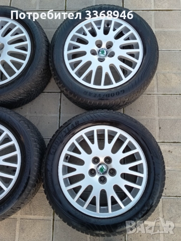 Джанти Skoda 16" 5x100 със зимни гуми Goodyear 205/55/16, снимка 5 - Гуми и джанти - 52835178