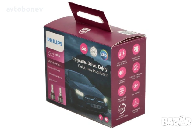 LED крушки PHILIPS Ultinon Access H15-12V-6000K-к-т/2 бр./, снимка 3 - Аксесоари и консумативи - 53003756