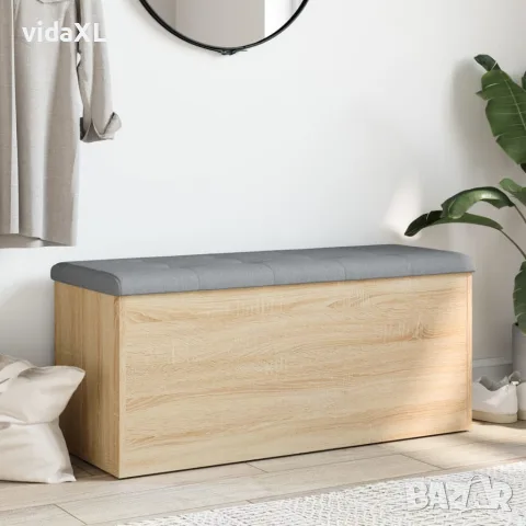vidaXL Пейка за съхранение, дъб сонома, 102x42x45 см, инженерно дърво, снимка 3 - Маси - 56148131