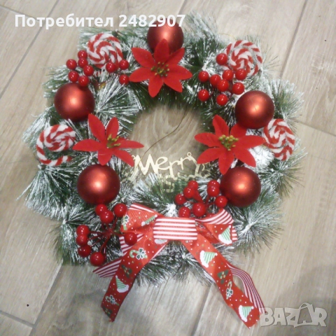 Голям коледен венец, снимка 9 - Декорация за дома - 52842923