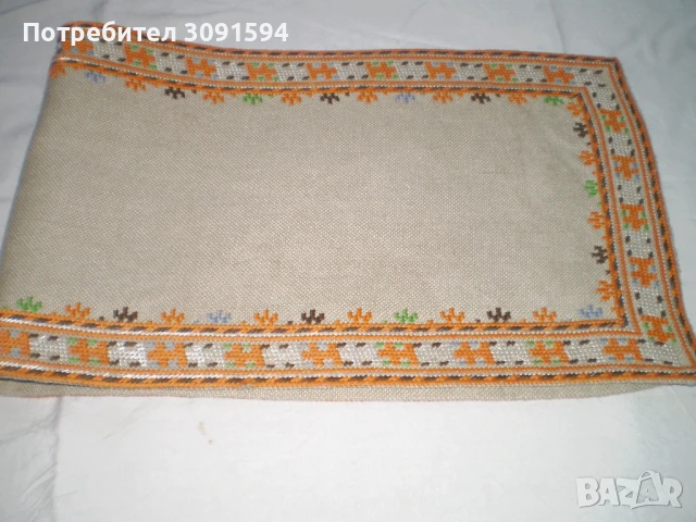 винтидж покривка за маса, ръчно бродирана   ленена покривка за маса, снимка 2 - Покривки за маси - 51012934