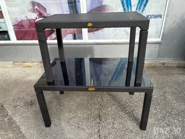 Градински комплект – маса с 6 стола, ратанов дизайн, снимка 4 - Маси - 50408168