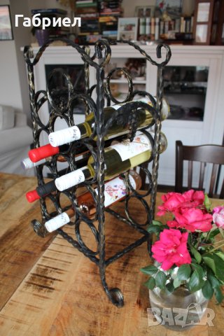 Поставка за вино от ковано желязо, ръчна изработка, снимка 9 - Други стоки за дома - 40858222