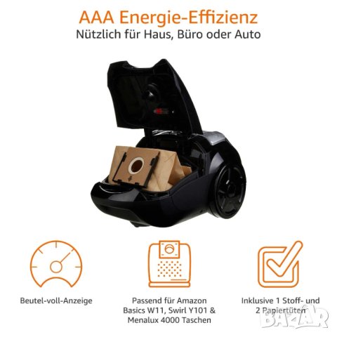 Прахосмукачка с торба Amazon Basics, 3.0L, снимка 3 - Прахосмукачки - 44350810